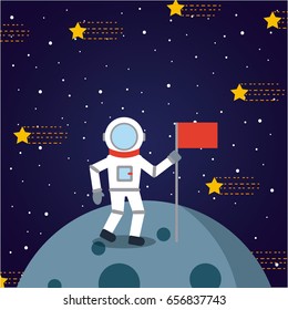 astronaut solar system flat