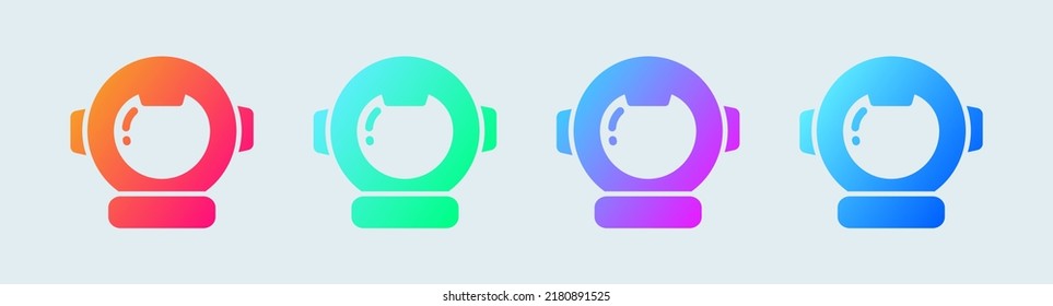 Astronaut solid icon in gradient colors. Spaceman helmet signs vector illustration.