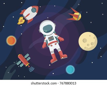 Cute Space Card Design Vector Illustration Stock Vector (Royalty Free ...