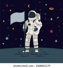 Astronaut with space background vector illustration
