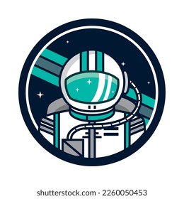 astronaut space badge icon white background