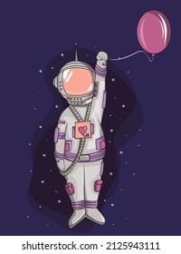 astronaut in the space with baloons