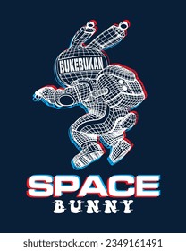 astronaut SPACE BUNNY slogan t shirt design for men and kids