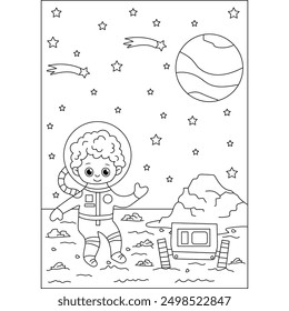 astronaut space coloring book page for kids or grown adults creative coloring mindful relaxation activity