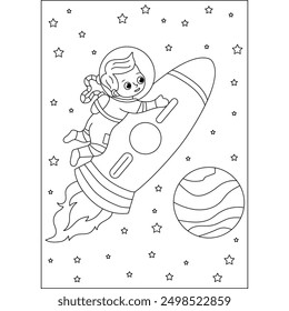 astronaut space coloring book page for kids or grown adults creative coloring mindful relaxation activity