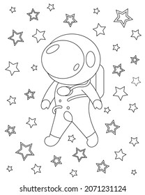 Astronaut in space coloring