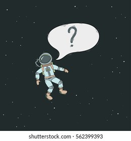 Astronaut in space. Cosmic vector illustration with speech bubble