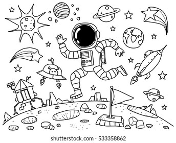 Astronaut In The Space Doodle