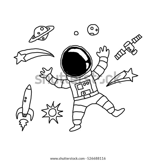 Astronaut Space Doodle Stock Vector (Royalty Free) 526688116