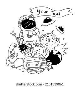 astronaut space doodle art vector