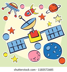 Astronaut space doodle, vector illustration