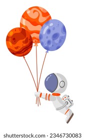 Astronaut- und Weltraumelemente. Galaxie für Design, Poster, Hintergründe, Astronaut und Raum. Planet, Komet, Galaxie, Entfremdungen