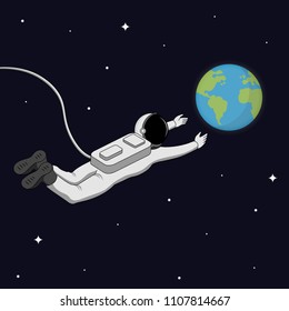 Astronaut in Space. Space Exploration Concept. Vector illustration