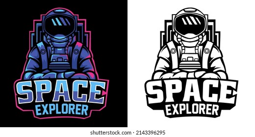 astronaut space explorer mascot logo