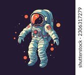 Astronaut in space, flat vector illustration 