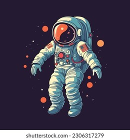 Astronaut in space, flat vector illustration 