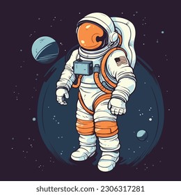 Astronaut in space, flat vector illustration 