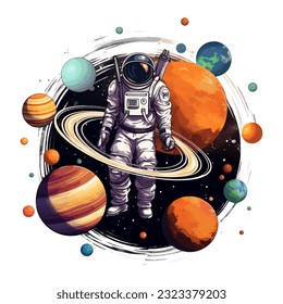 ilustración astronauta de galaxia espacial aislada en fondo blanco