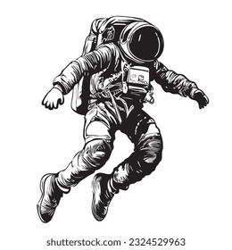 Astronaut auf dem Weltraum, handgezeichnet, in Doodle-Art