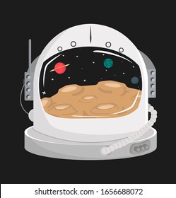 Astronaut Space Helmet  Concept With Galaxy