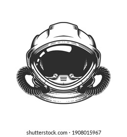 Astronaut in space helmet, head of spaceman in space suit, cosmonaut, spaceship pilot, vector