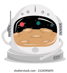 Astronaut space helmet reflection vector