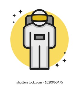 Astronaut Space Icon Cartoon Filled Line Style. Spaceman Flight Astronomy Logo Vector Illustration. Astronaut Spaceship Icon Symbol