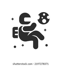 Astronaut in space icon. Monochrome black and white symbol