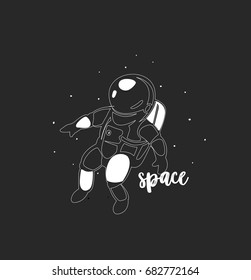 Astronaut in space icon, science and innovation, vector illustration
