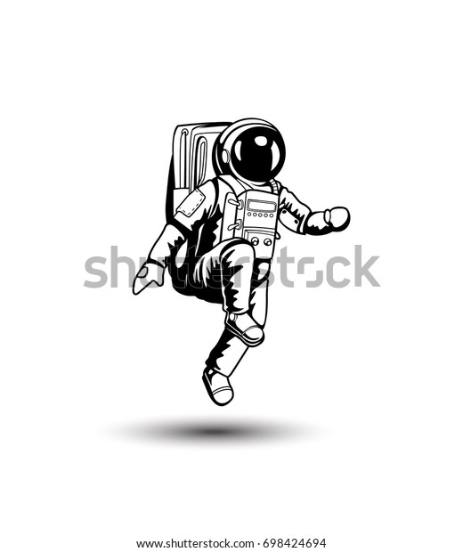 白い背景に宇宙の宇宙飛行士のアイコン 白い背景 宇宙服 ヘルメット 惑星 衛星 エイリアン ベクターイラスト のベクター画像素材 ロイヤリティフリー