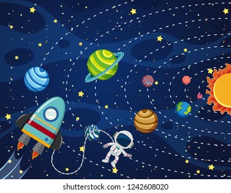 Astronaut in the space illustration