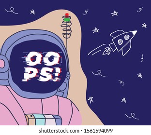 astronaut and space illustration for poster or t shirt print