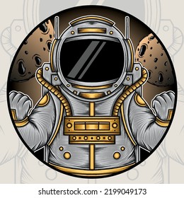 Astronaut in Space Illustration. Premium vector