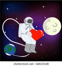 astronaut in space illustration vector planets and stars