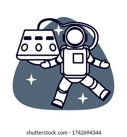 astronauta en el espacio aislado diseño de ilustraciones vectoriales