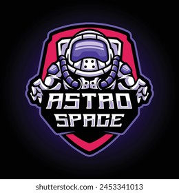 Astronaut in space mascot for esport team logo design