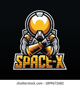 Astronaut space mascot illustration for sports and esports logo Premium Vector