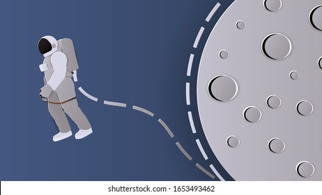 astronaut in space with the moon papercut