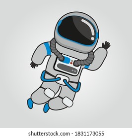 astronaut in space, outta space cosmonaut print illustration, flat vector spaceman in galaxy, cartoon art