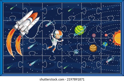 Astronaut Space Photo Puzzle Game Template Stock Vector (Royalty Free ...