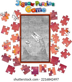 Astronaut in space photo puzzle game template illustration