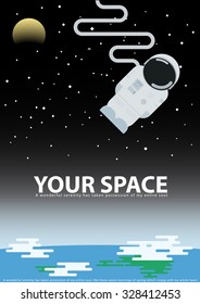 astronaut space planet layout text poster