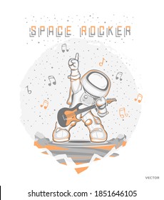 Astronaut mit Space Rocker Slogan Print Vektordesign. Für T-Shirt oder andere Verwendungszwecke