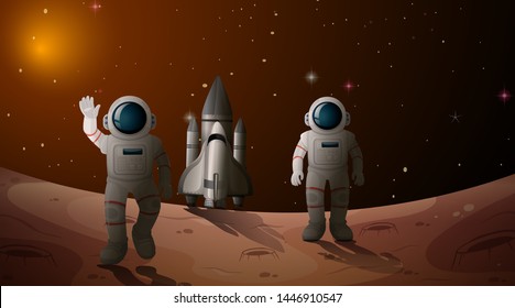 Astronaut in space scene illustration