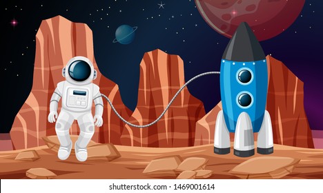 astronaut in space scene illustration