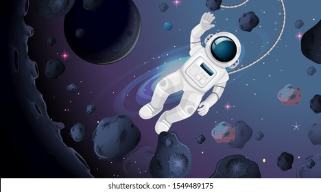 Astronaut in space scene illustration