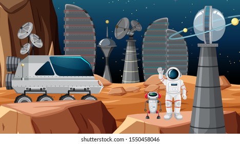 Astronaut in space scene illustration