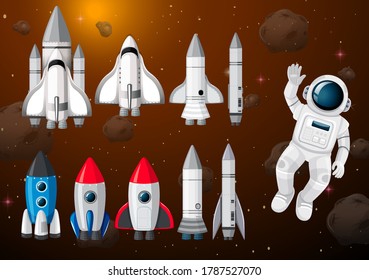 Astronaut in space scene illustration