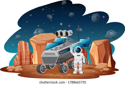 Astronaut in space scene illustration