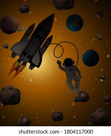 Astronaut in space scene illustration